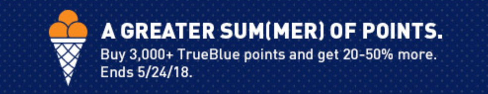 Is Your Summer Feeling Blue?  Up to 50% More TrueBlue Points This Month!