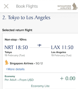 a screenshot of a flight schedule