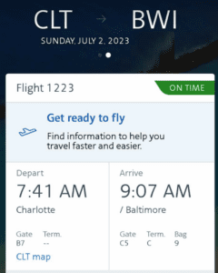 a screenshot of a flight schedule