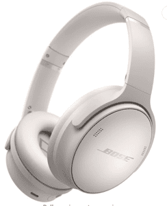 a white headphones on a white background