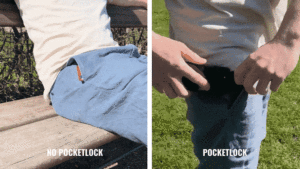 a man holding a phone in his pocket