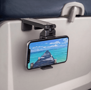 a cell phone on a phone holder