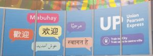 a group of signs with different languages