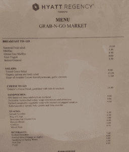 a menu on a white surface