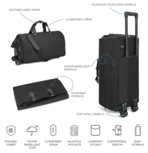 a black luggage with wheels