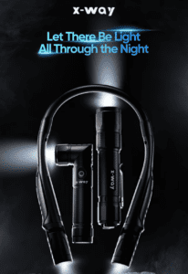 a black headphones with flashlights