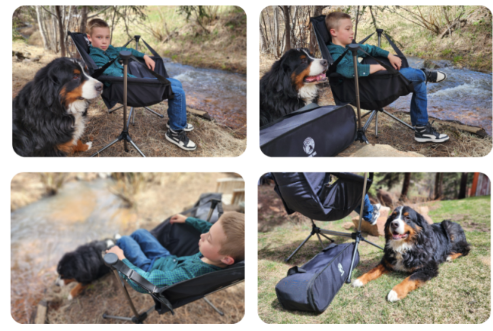 a collage of a boy and a dog