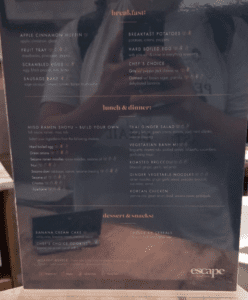 a menu of a restaurant