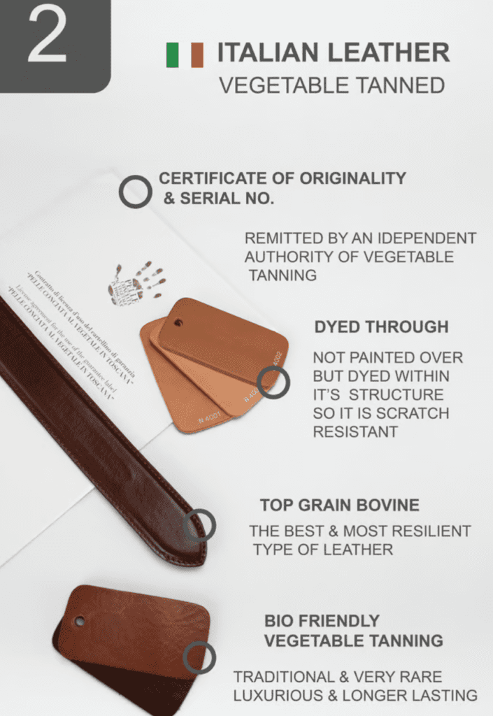 a brown leather strap and brown leather belt