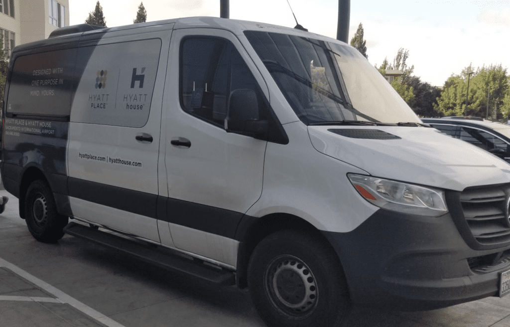 a white van parked on a street