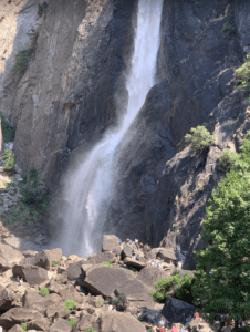 a waterfall in the mountains