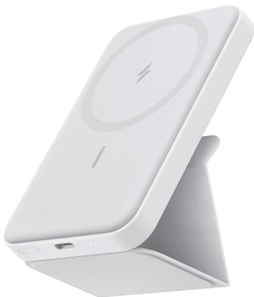 a white wireless charger on a stand