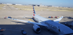 an airplane parked on a runway