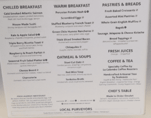 a menu of a restaurant