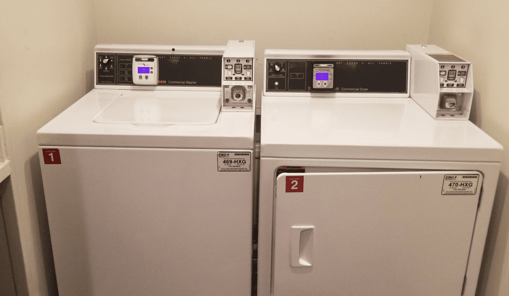 a washer and dryer in a room