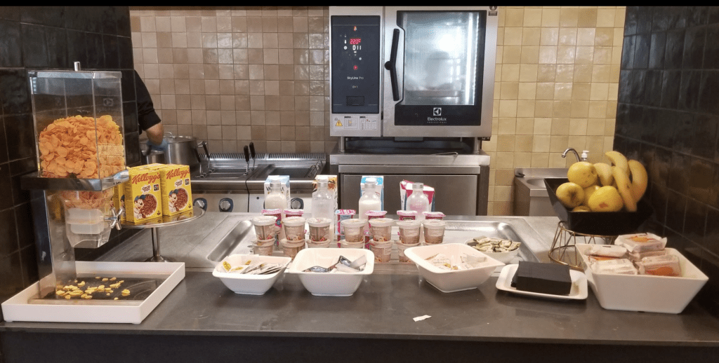 a kitchen with a counter top and a microwave