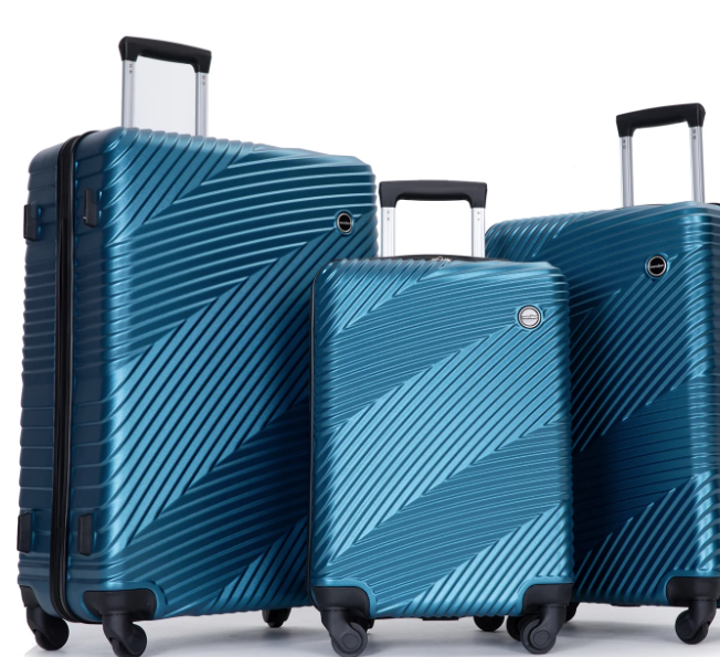 a group of luggage on wheels