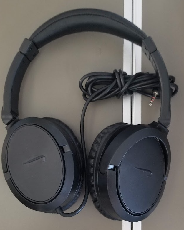 a pair of black headphones