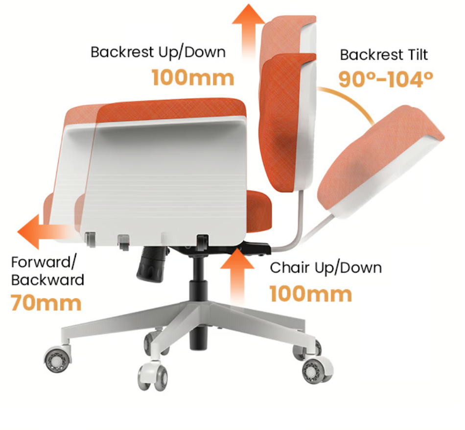 an orange and white office chair