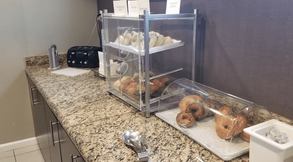 a trays of pastries on a counter