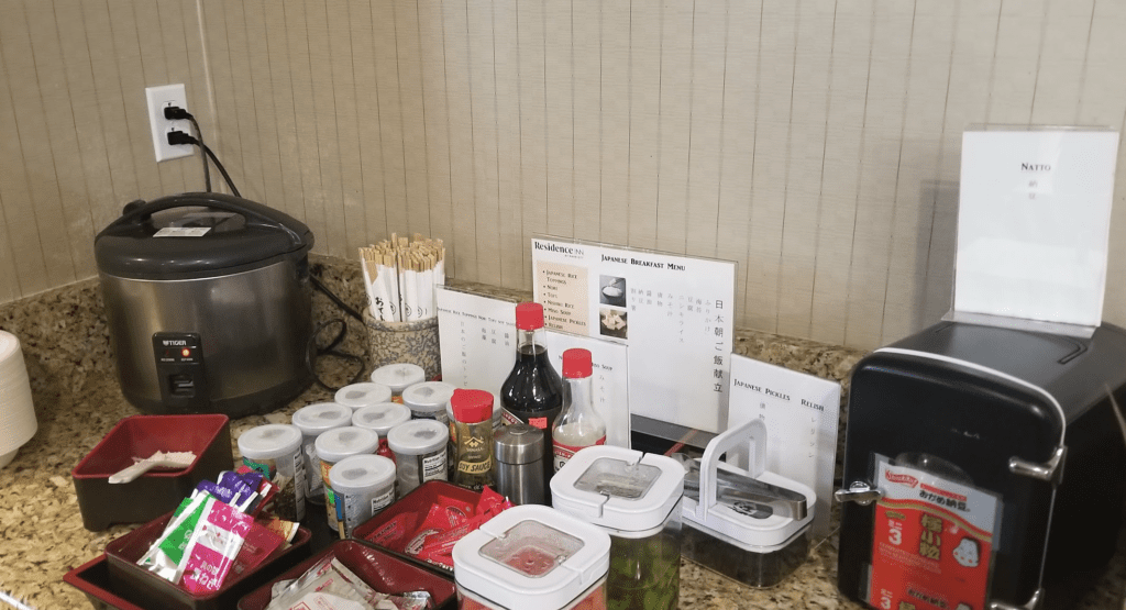 a counter with a counter top and a counter with food items